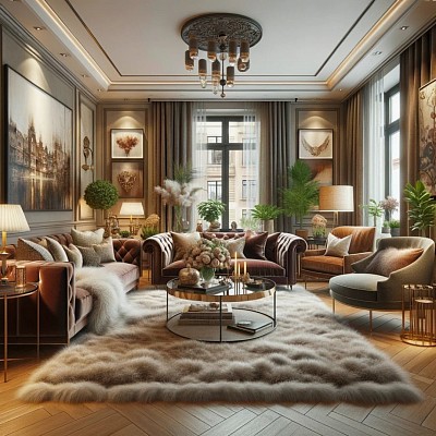 Beautifully decorated living room/ sophisticated sofas